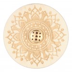 Wooden Incense & Cone Holder With Brass (White Lotus) - 5 Pcs
